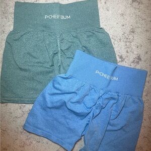 P-CHEE BUM Women's Athletic Shorts - Green and Blue